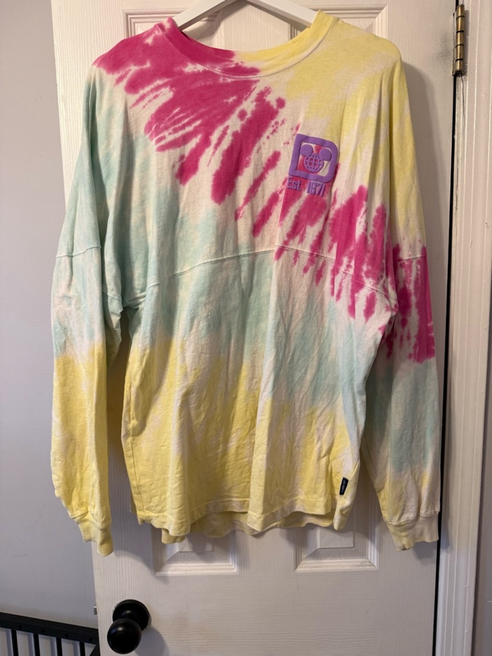 Disney World spirit jersey Tie-Dye Long Sleeve Tee with Pink, Yellow & Aqua